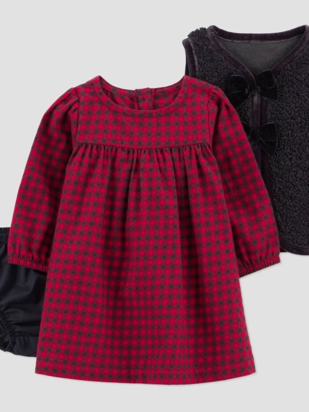 Carter's Just One You® Baby Girls' 3pc Holiday Buffalo Checkered Dress with Vest